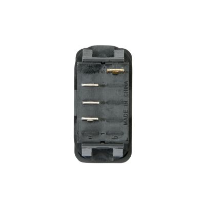 Black SPDT rocker switch from Surf N Turf Sport Series with metal prongs and "Made in China" labeling visible.