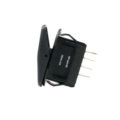 Black Surf N Turf Sport Series SPDT rocker switch with ON-OFF-ON markings, angled view on a white background.