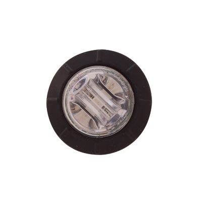 White LED mini auxiliary lamp with clear lens, featuring three diodes, showcasing compact design and functionality.