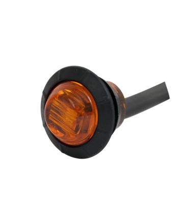 LED mini clearance marker light, amber color with black housing and three diodes.