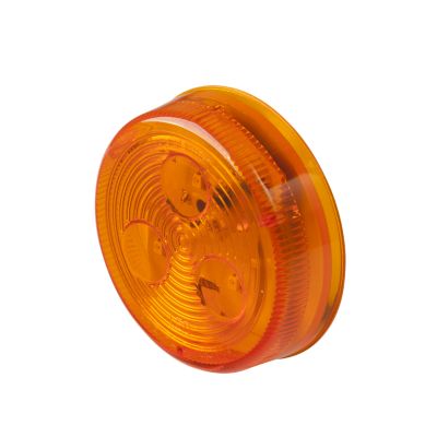 Amber LED clearance marker lamp with durable, round design and bright illumination for enhanced vehicle visibility.