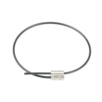 Stainless steel crimp lock cable tie in a circular loop, highlighting secure fastening design and durable construction.