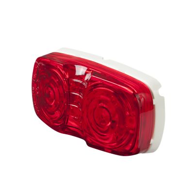 Red double bullseye LED clearance marker lamp with a glossy finish and clear detailing, ideal for vehicle safety and visibility.