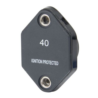 Mid-range auto reset circuit breaker by Del City, featuring #10-32 studs, 40 amp rating, ignition protected design.
