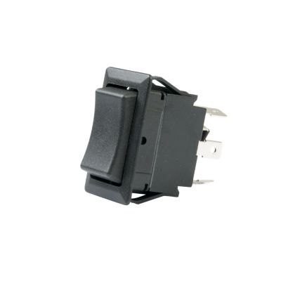 DPDT rocker switch with On-Off-On positions, featuring reverse jump function and multiple metal terminals.