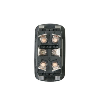 Euro-style DPDT rocker switch with visible connectors and durable housing.