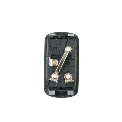 LED Full Size Euro-Style Rocker Switch with SPST design, showcasing a detailed view of the back pins and connectors.