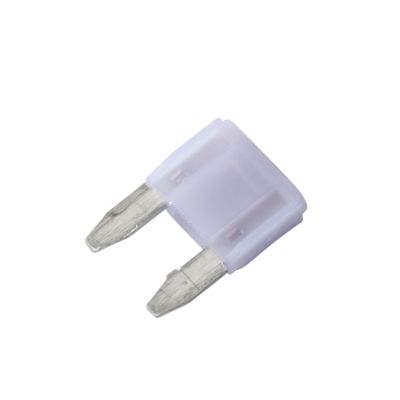 Violet Littelfuse SmartGlow LED MINI Indicator Fuse, 3 Amp, showcasing transparent prongs and compact design.