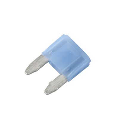 Blue Littelfuse SmartGlow LED MINI fuse, 15 Amp, indicator type, isolated on a white background.