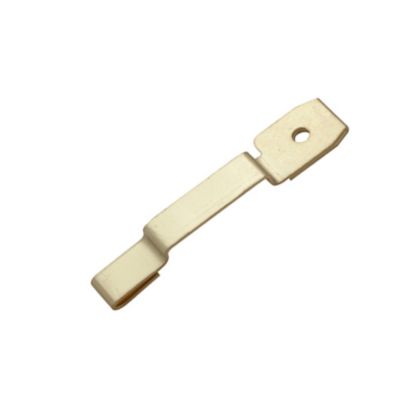 ATC/ATO Tap-In fuse connector, metal component with a perforated end, ideal for automotive electrical circuits.