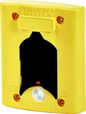 Yellow Blue Sea Systems Sure Eject Cover with black insert and indicator lights, designed for electrical safety and organization.