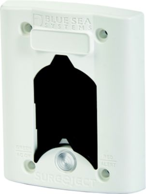 White electrical cover for Blue Sea Systems Sure Eject, featuring design for 15A/20A, 120VAC applications.