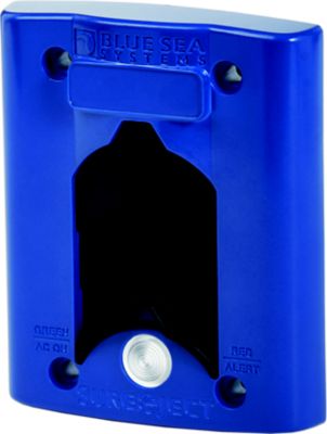 Blue Sure Eject Cover by Blue Sea Systems, featuring an ergonomic design with alert indicators and a vibrant finish.