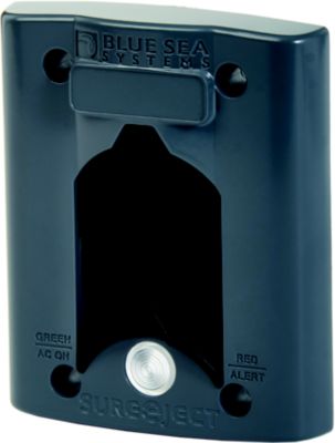 Gray Sure Eject electrical cover from Blue Sea Systems with labeled indicators and sleek design.