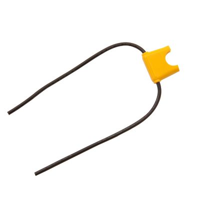Yellow ATC/ATO inline fuse holder with black leads, designed for electrical systems, featuring durable construction.