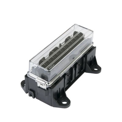 Clear plastic-covered 16-way ATO/ATC fuse block with black casing, designed for efficient electrical distribution.
