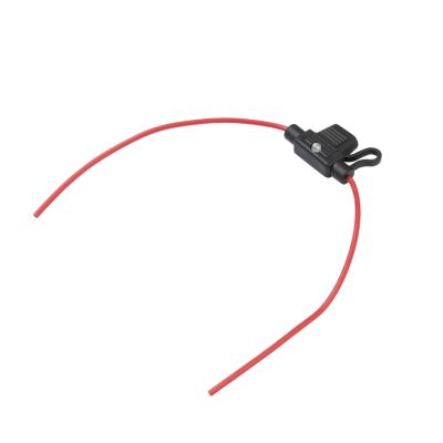 MINI fuse holder with LED light for electrical systems, featuring red wiring and a secure black casing.
