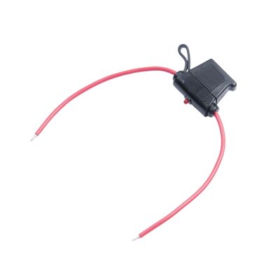 Black MINI fuse holder with LED light and red wire for electrical applications.