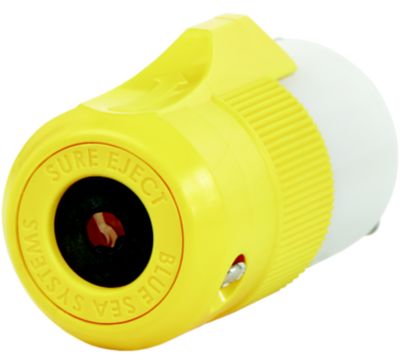Yellow Sure Eject plug by Blue Sea Systems, featuring a round shape with a distinct textured grip and durable design.