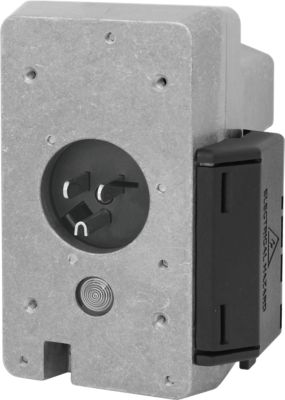 Sure Eject socket by Blue Sea Systems, showing a robust design with open plug slots and a compact, coverless structure.