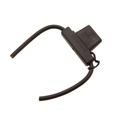 Black inline fuse holder with two black leads for electrical protection, designed for 60 Amp circuits, suitable for automotive use.