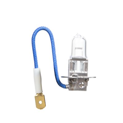CEC Industries H3 halogen bulb, showcasing metal base, clear glass, and connector for automotive lighting needs.