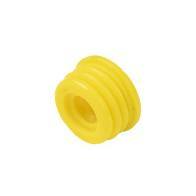 Yellow Littelfuse LTX Series MEGA Cable Seal with grooved design for secure cable connections.