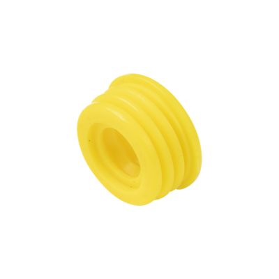 Yellow Littelfuse LTX Series input cable seal, showcasing its durable, circular design with grooves for secure fitting.