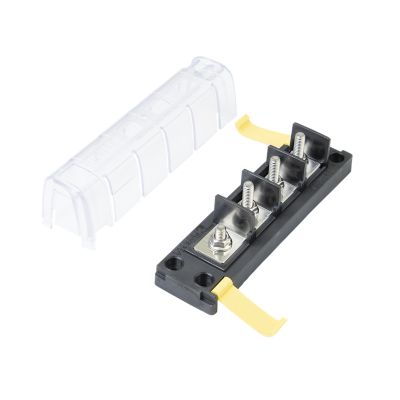 Blue Sea Systems MRBF fuse block with clear cover, featuring common source design and sturdy connector studs.