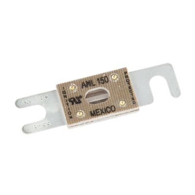 Eaton Bussmann ANL-150 fuse, low voltage limiter, non-time delay, 150 amp, 32VDC, close-up view with metallic connectors.