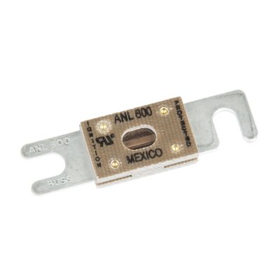 Eaton Bussmann ANL-600 fuse, non-time delay, showing metallic terminals and labeled central section on white background.