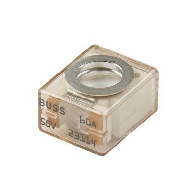 Marine Rated Battery Fuse with gold accents, showcasing sturdy construction for reliable electrical protection.