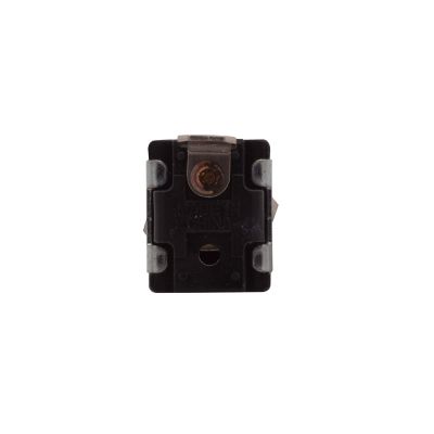 Medium-duty flat terminal toggle switch, SPST design, with a robust black casing and metallic components.