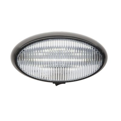 LED utility porch light with white lens and black housing, featuring an integrated switch for easy operation.