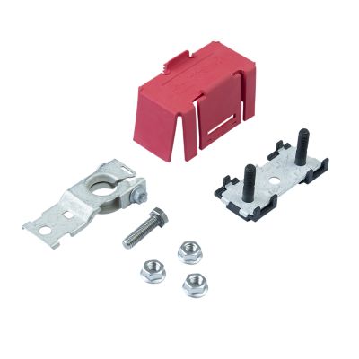ZCASE Fuse Holder components including red cover, metal bracket, screws, and nuts on a white background.
