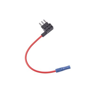 16 Ga, 20 Amp, Red and black ATC/ATO inline fuse circuit tap with blue terminal, designed for easy connection in automotive circuits.