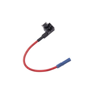 Red and blue MINI low profile inline fuse circuit tap with connector and fuse slot.