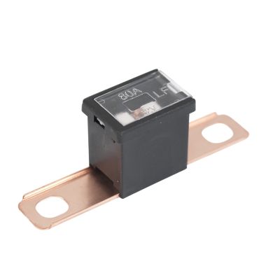 Black Littelfuse PAL Fuse, FLB Series, with 80 Amp rating and male terminal, designed for electrical applications.