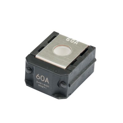 Littelfuse ZCASE 60 Amp fuse, square black and silver design, with visible circuit protection features.