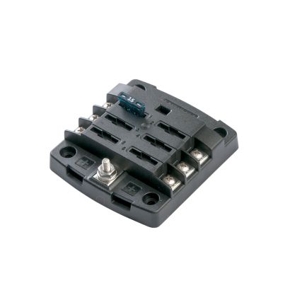 Blue Sea Systems 5033-BSS Fuse Block for 6 Circuits, featuring ATO/ATC design and common source distribution.