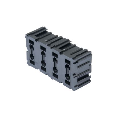 Black 4-position Dillblox ATO style fuse and circuit breaker holder, showcasing a compact and sturdy design.