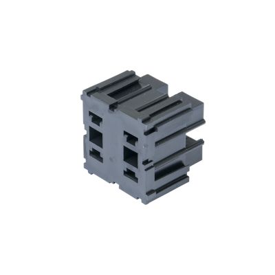 Black Dillblox PT-059236, 2-position maxi style fuse/CB module with slots and ridged design.