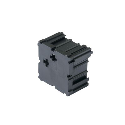 Black plastic Dillblox PT-059027 flasher module with a geometric, ribbed design suitable for electronic applications.