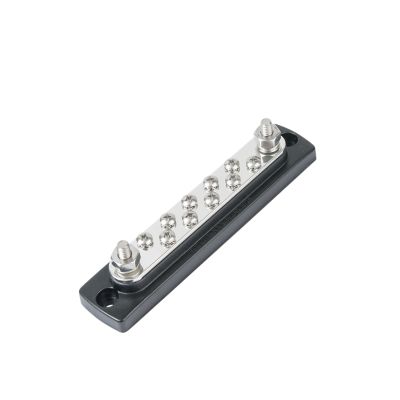 Blue Sea Systems 2301-BSS, Common BusBar with 10 connectors, sleek silver design on a sturdy black base.