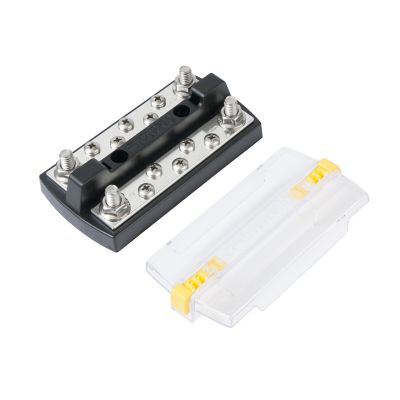 Blue Sea Systems DualBus Plus BusBar with studs and protective cover, designed for reliable power distribution.