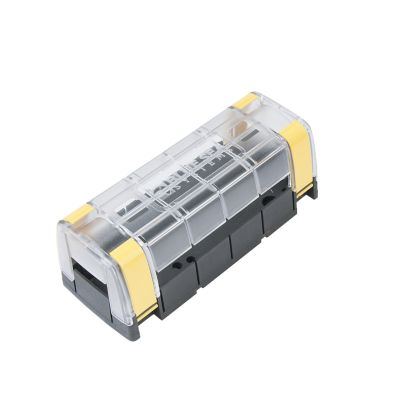 Transparent plastic cover for Blue Sea Systems MaxiBus, featuring yellow accents and a secure fit design.