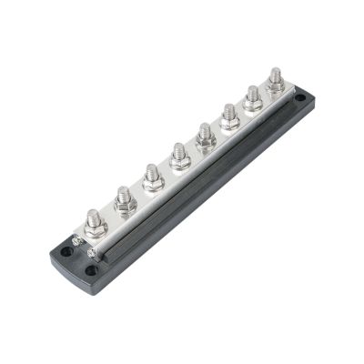 Blue Sea Systems PowerBar BusBar, 8 Gang, featuring multiple studs for electrical connections, silver finish, and durable design.