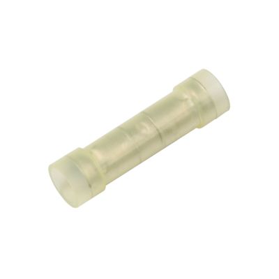 Yellow moisture-resistant nylon butt connector for electrical connections.