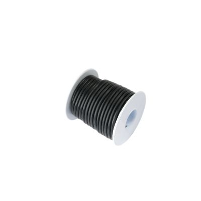 Black 10 gauge primary wire spool, compact and thrifty, ideal for electrical projects and efficient wiring solutions.