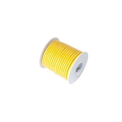 Yellow 18 gauge primary wire on a thrifty spool, ideal for automotive and electrical projects.